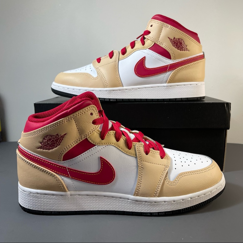 Jordan 1 Mid Curry Cardinal Red